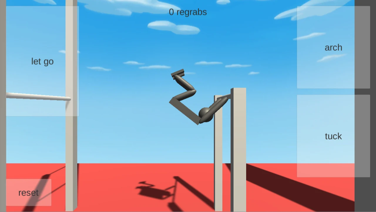 NoomiClone gymnast folding its legs toward the body while Tuck is held